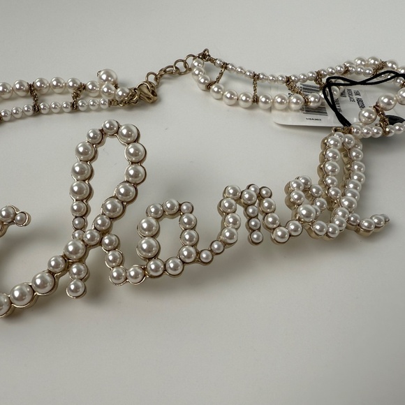 Authentic CHANEL Imitation Pearl Swirling Logo Letter Choker Necklace - Picture 10 of 10